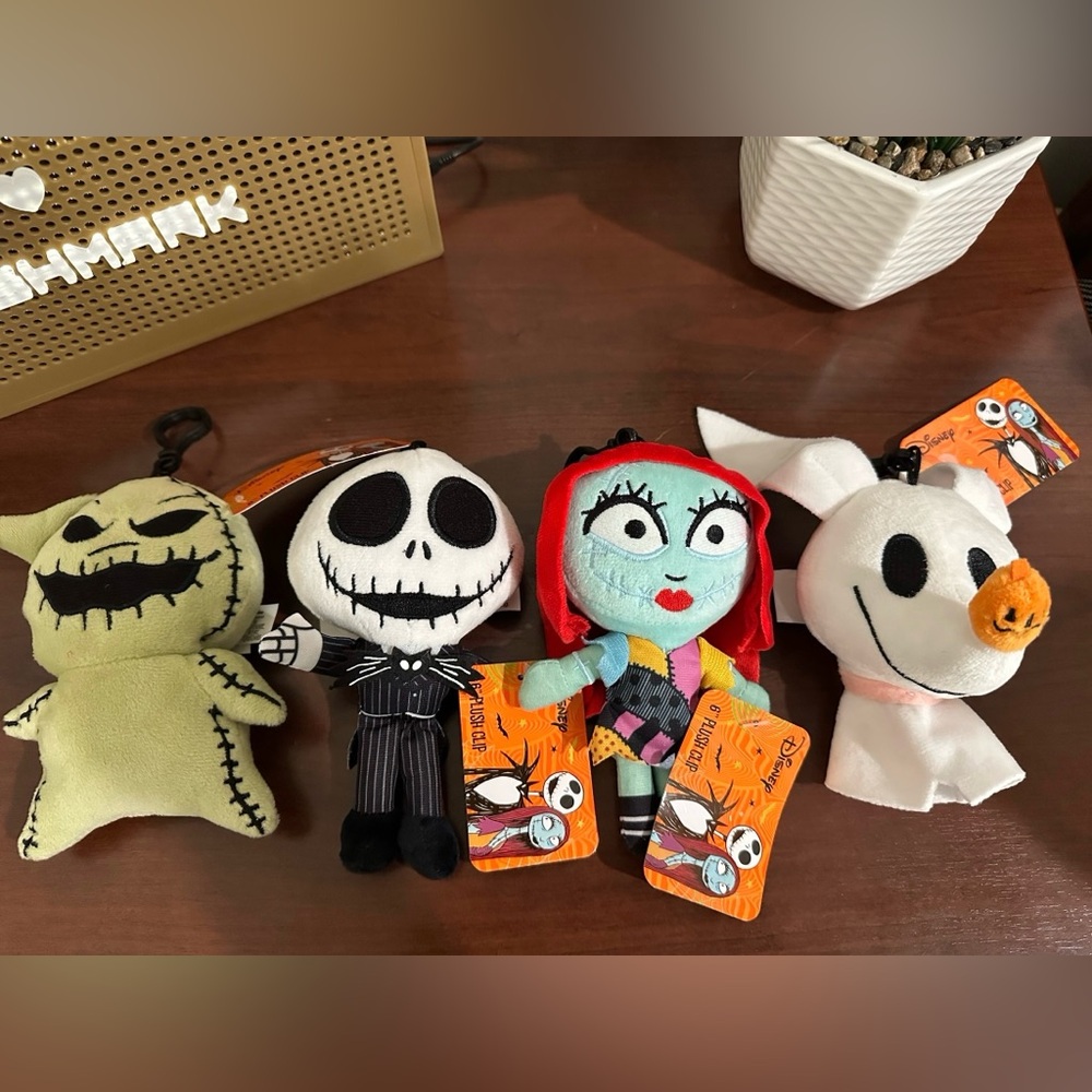 New 6” Nightmare Before Christmas Plush Clip Jack, Sally, Oogey Boogey and Zero